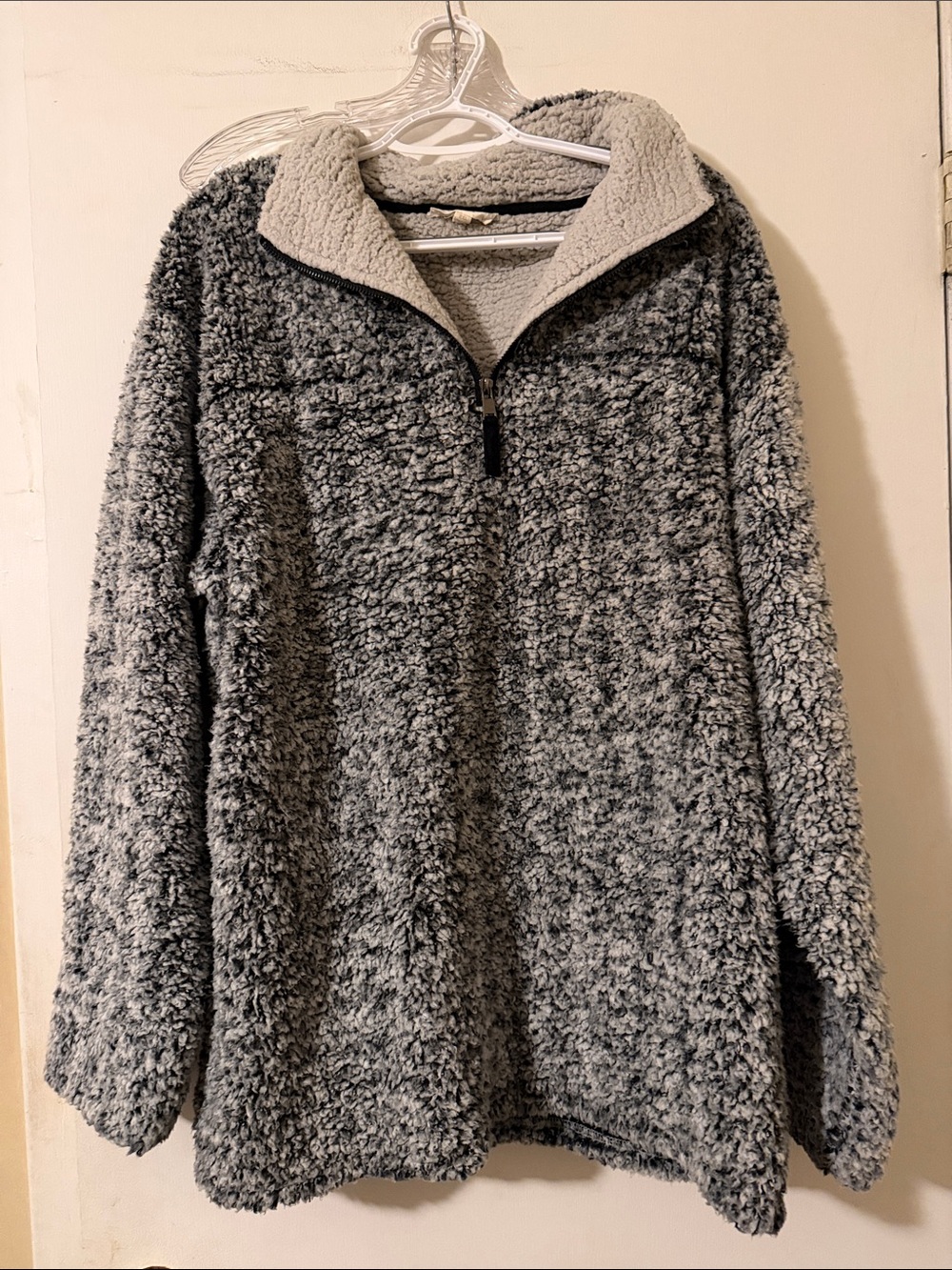 ODDY Plush Sherpa Quarter-Zip Pullover - Charcoal Gray